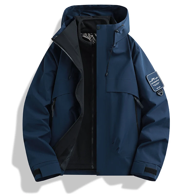 Herren modulare wasserdichte Outdoorjacke mit abnehmbarer Fleece-Innenjacke und verstellbarer Kapuze Nord Taschen