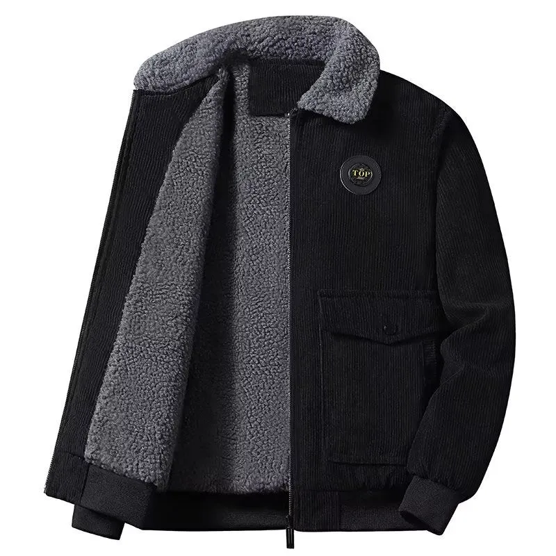 Herren Cord-Workerjacke mit Teddyfutter, Reißverschluss und Pattentasche Nord Taschen