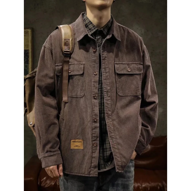 Herren Cord-Überhemdjacke mit aufgesetzten Brusttaschen und entspanntem Oversize-Schnitt Nord Taschen