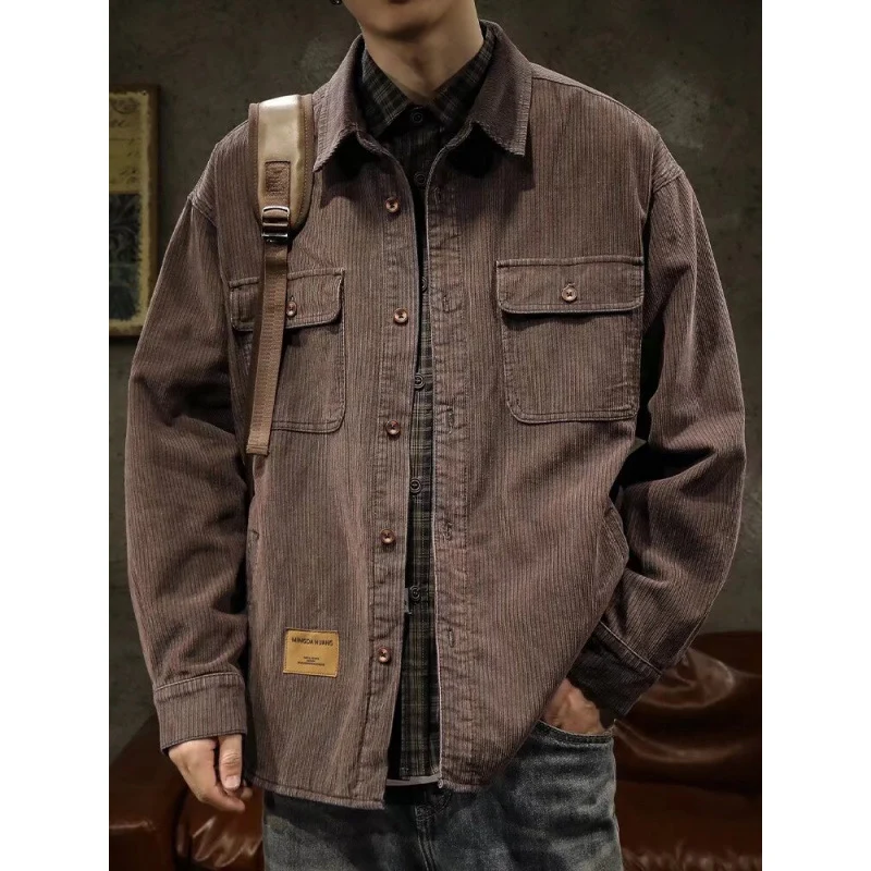 Herren Cord-Überhemdjacke mit aufgesetzten Brusttaschen und entspanntem Oversize-Schnitt Nord Taschen
