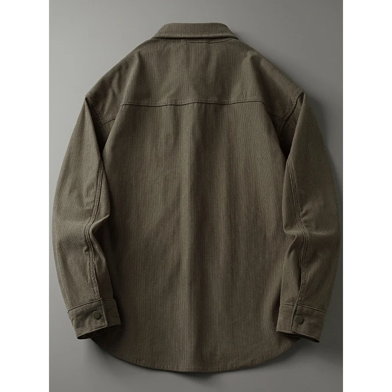 Herren Cord-Overshirt im Worker-Look mit Druckknopfleiste und aufgesetzter Brusttasche Nord Taschen