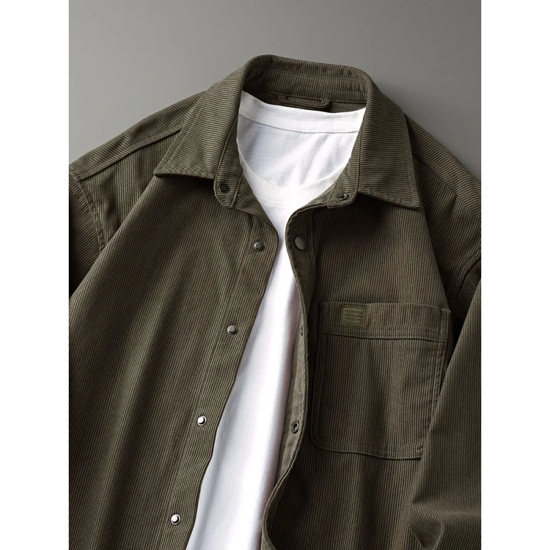 Herren Cord-Overshirt im Worker-Look mit Druckknopfleiste und aufgesetzter Brusttasche Nord Taschen