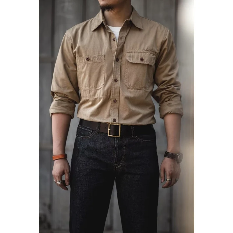 Herren Baumwoll‑Twill‑Worker‑Hemd mit Pattentaschen und kastiger Passform Nord Taschen