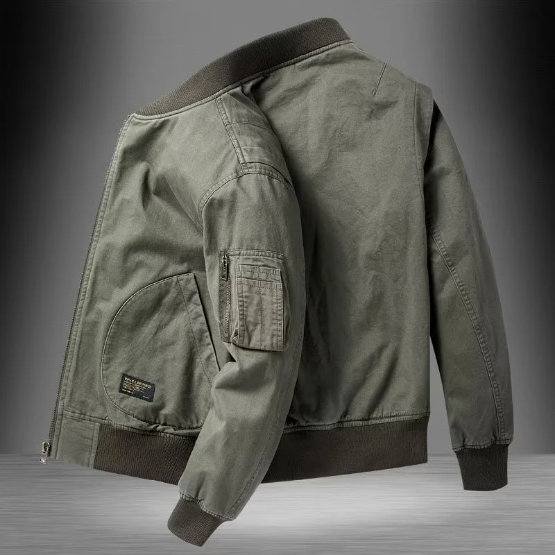 Herren Baumwoll-Canvas Bomberjacke mit Ärmeltasche und Rippbündchen Nord Taschen