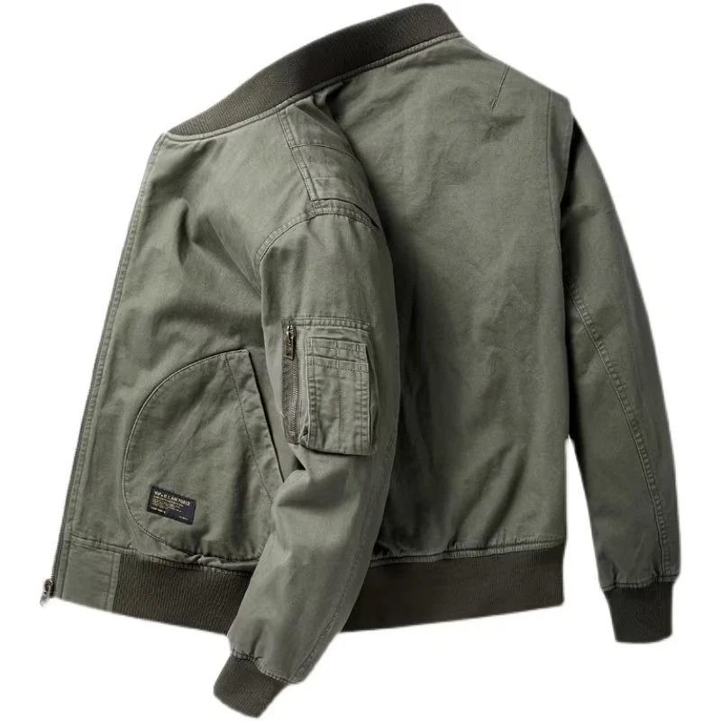 Herren Baumwoll-Canvas Bomberjacke mit Ärmeltasche und Rippbündchen Nord Taschen