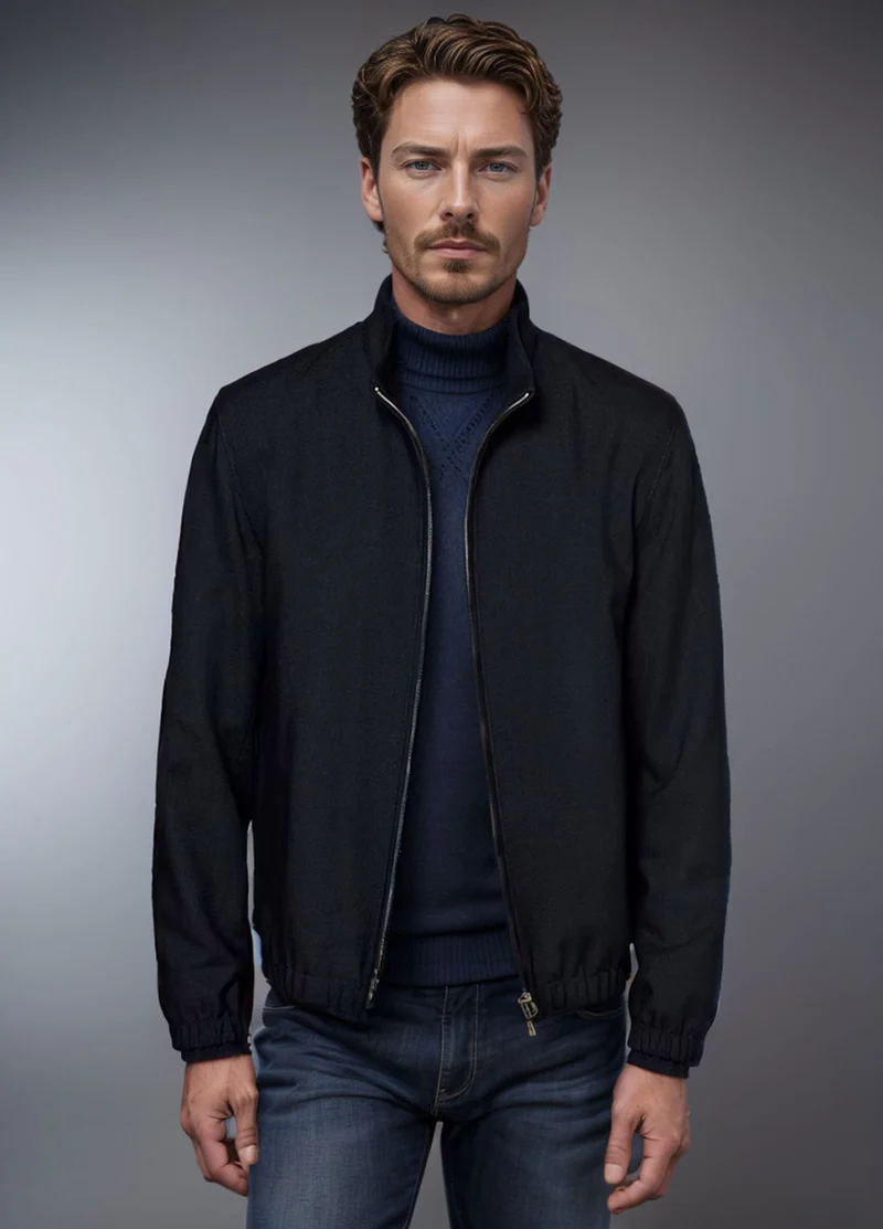 Herren Leichte Zip-Übergangsjacke mit Stehkragen und minimalen Nähten Nord Taschen