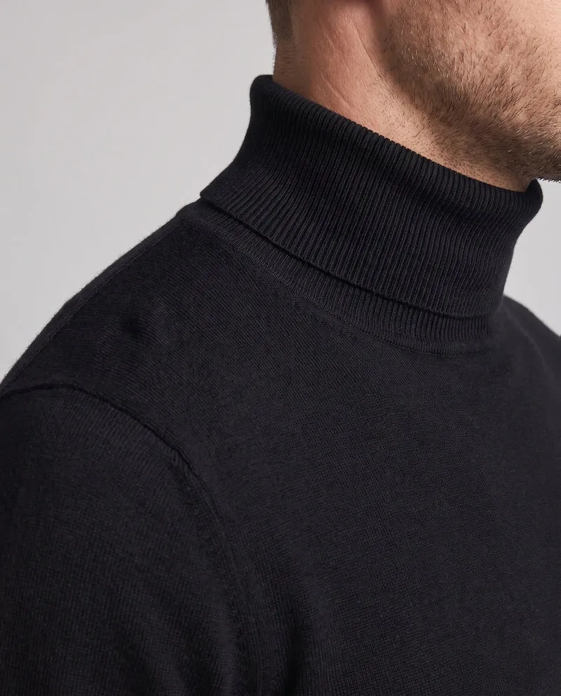 Herren Schlanker Rollkragenpullover aus ultrafeinem Feinstrick mit gerippten Bündchen Nord Taschen