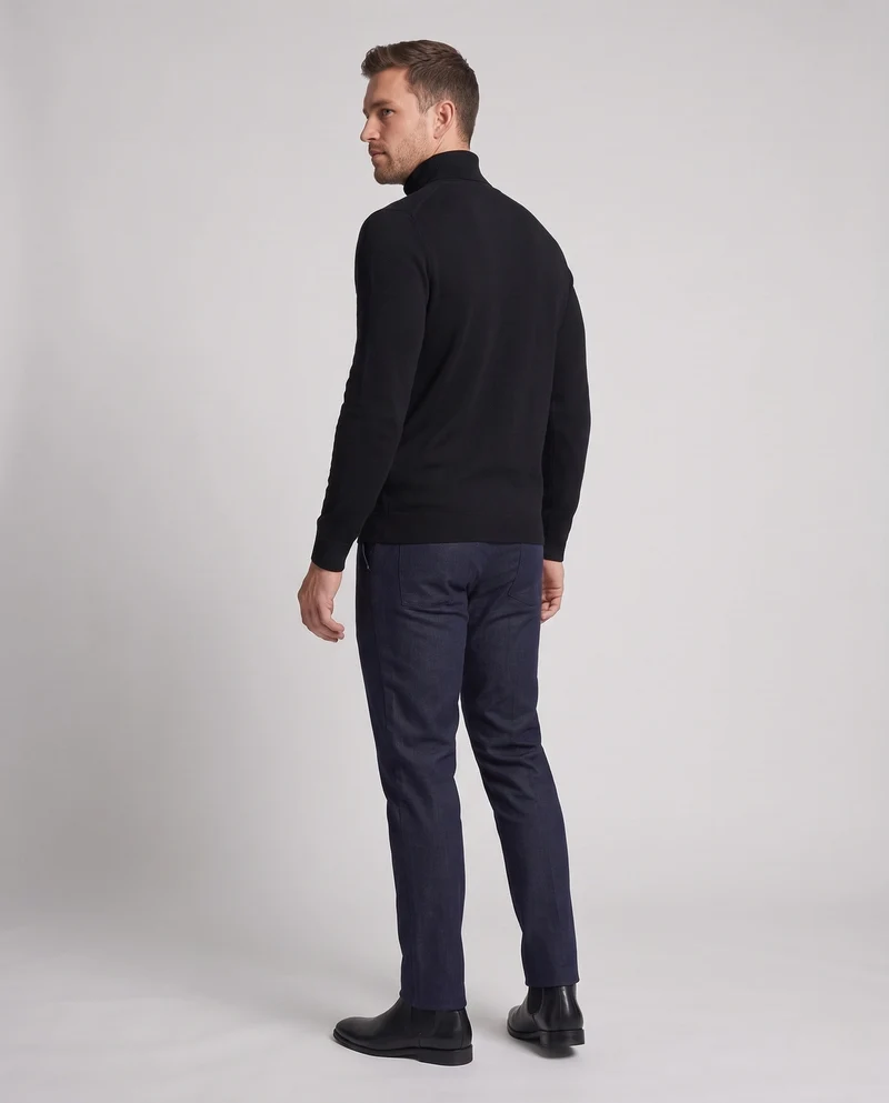 Herren Schlanker Rollkragenpullover aus ultrafeinem Feinstrick mit gerippten Bündchen Nord Taschen
