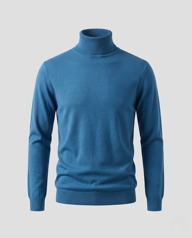 Herren Schlanker Rollkragenpullover aus ultrafeinem Feinstrick mit gerippten Bündchen Nord Taschen