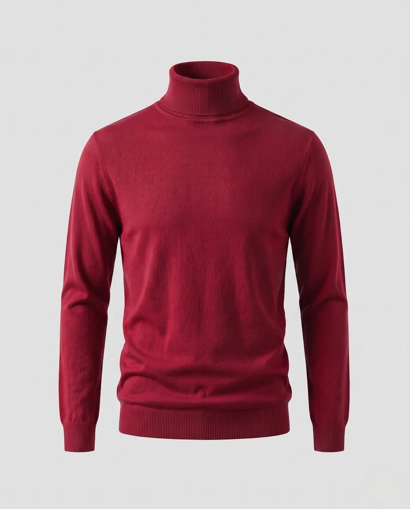 Herren Schlanker Rollkragenpullover aus ultrafeinem Feinstrick mit gerippten Bündchen Nord Taschen