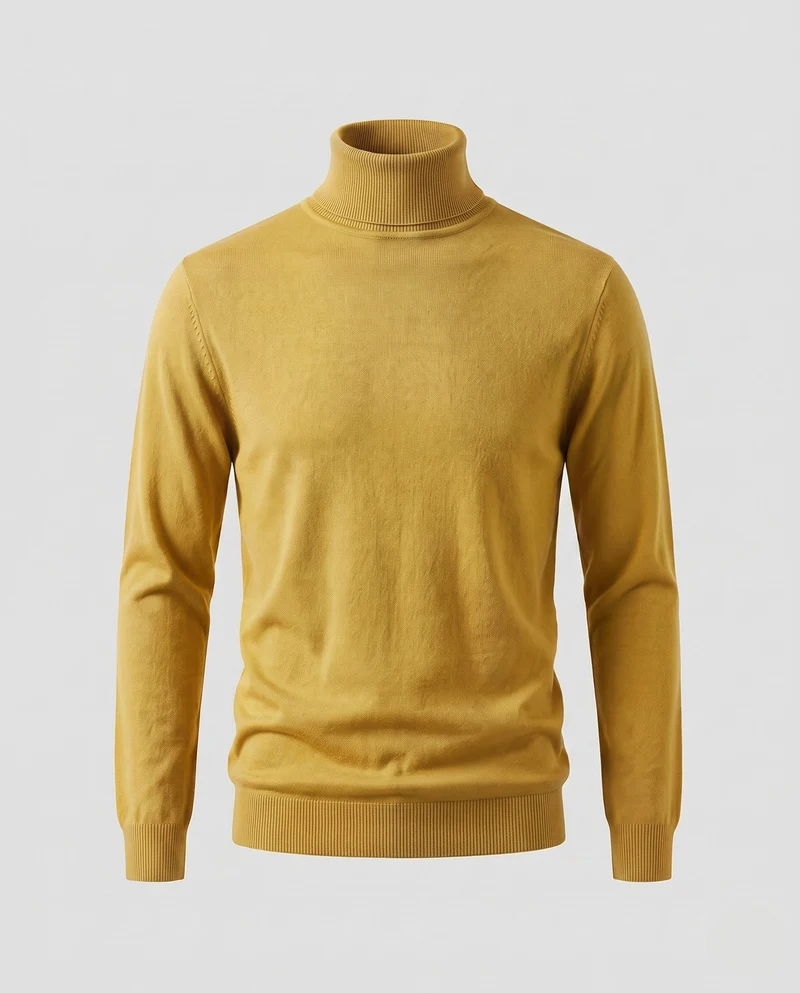 Herren Schlanker Rollkragenpullover aus ultrafeinem Feinstrick mit gerippten Bündchen Nord Taschen