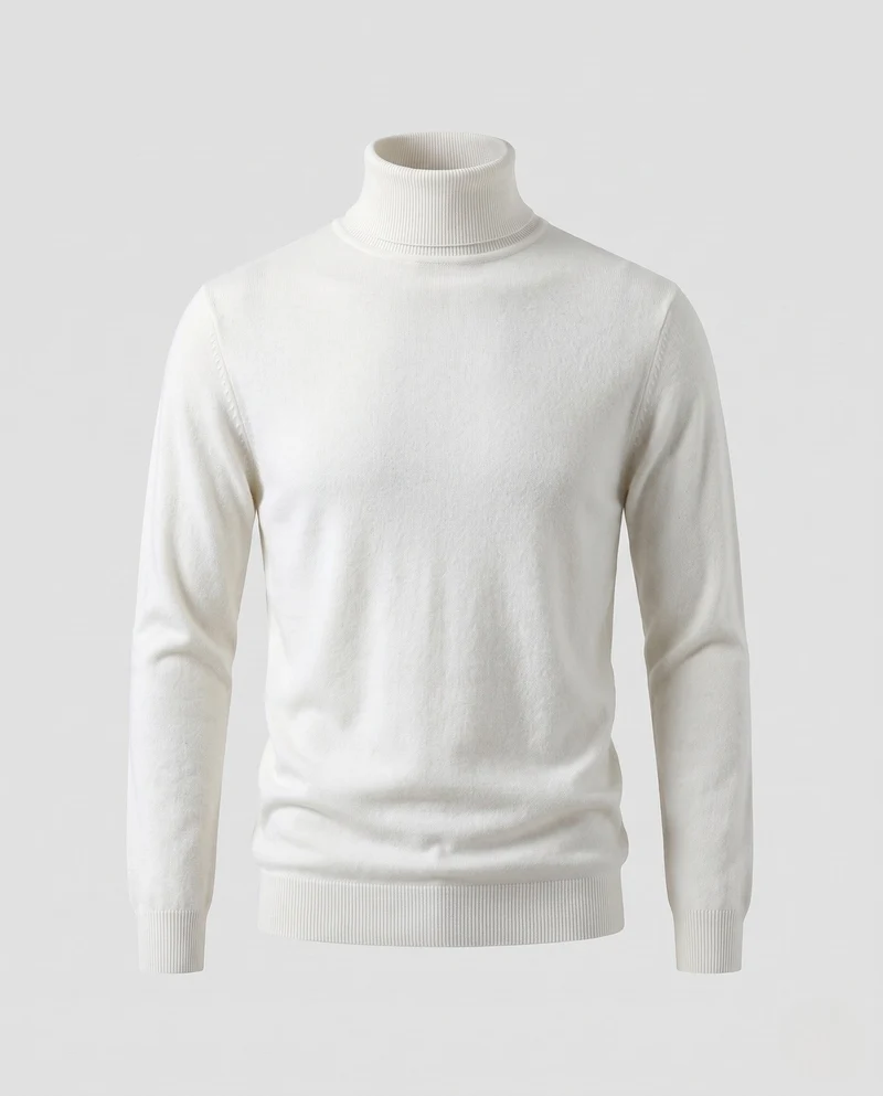Herren Schlanker Rollkragenpullover aus ultrafeinem Feinstrick mit gerippten Bündchen Nord Taschen