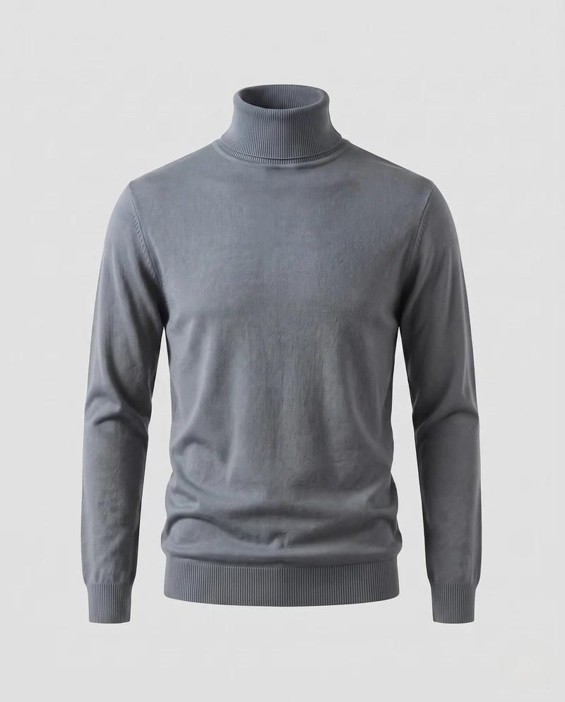 Herren Schlanker Rollkragenpullover aus ultrafeinem Feinstrick mit gerippten Bündchen Nord Taschen
