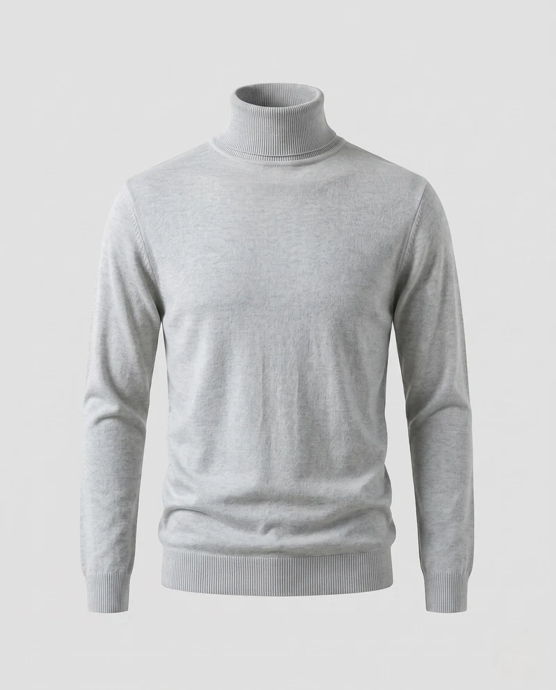 Herren Schlanker Rollkragenpullover aus ultrafeinem Feinstrick mit gerippten Bündchen Nord Taschen
