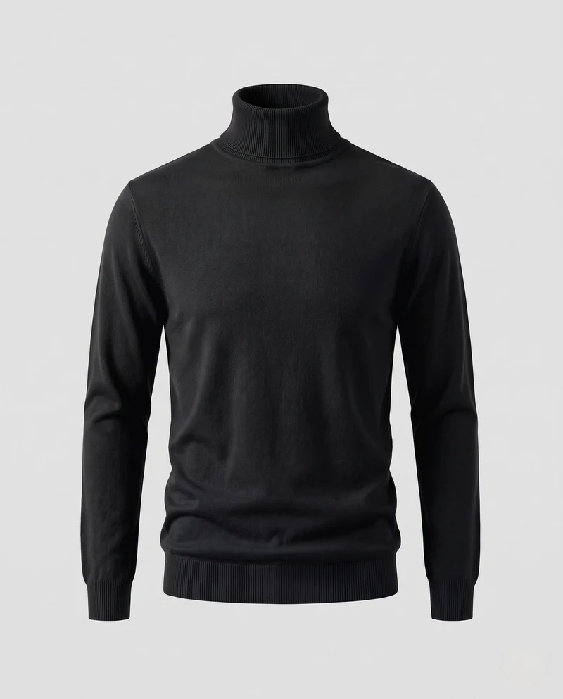 Herren Schlanker Rollkragenpullover aus ultrafeinem Feinstrick mit gerippten Bündchen Nord Taschen