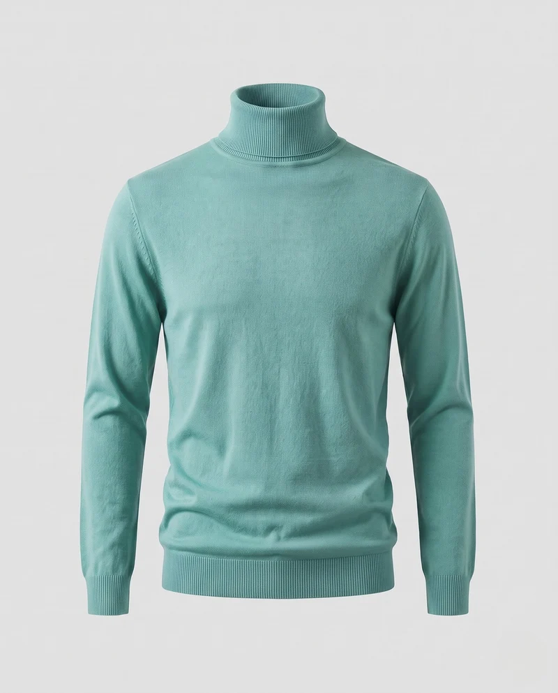 Herren Schlanker Rollkragenpullover aus ultrafeinem Feinstrick mit gerippten Bündchen Nord Taschen