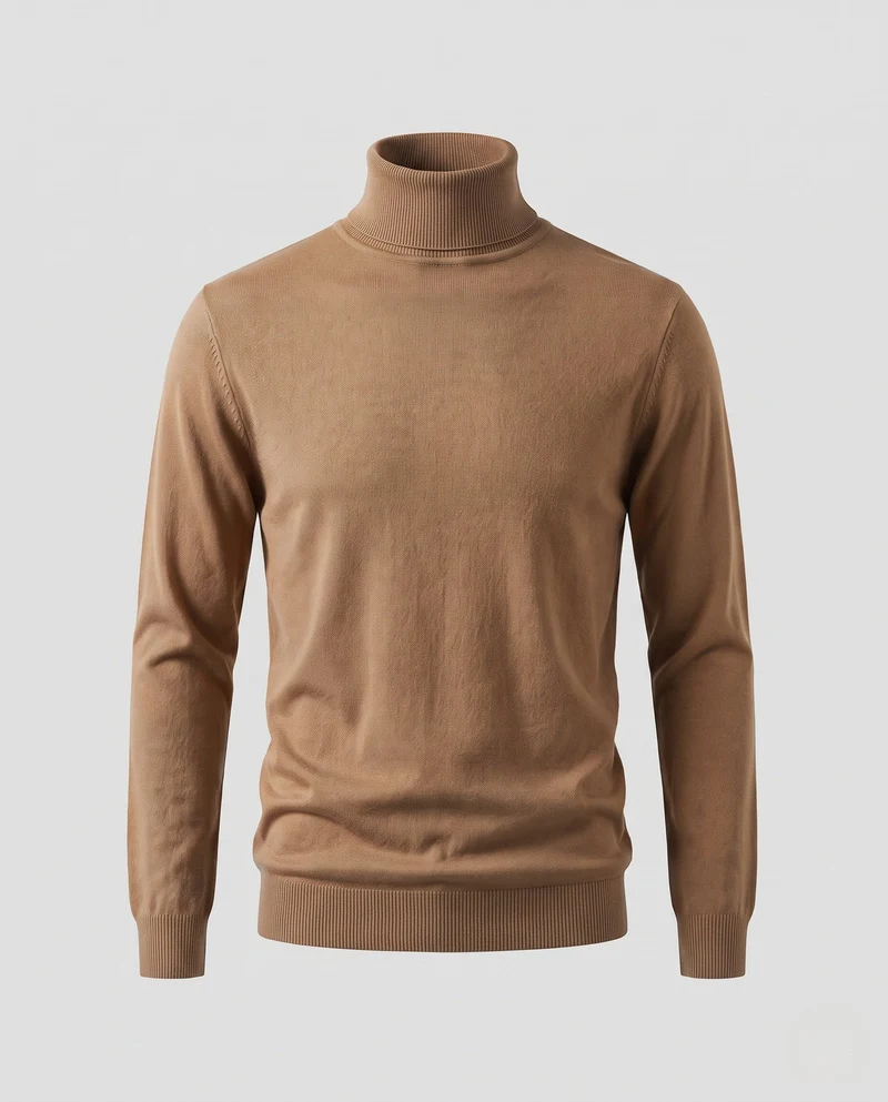Herren Schlanker Rollkragenpullover aus ultrafeinem Feinstrick mit gerippten Bündchen Nord Taschen