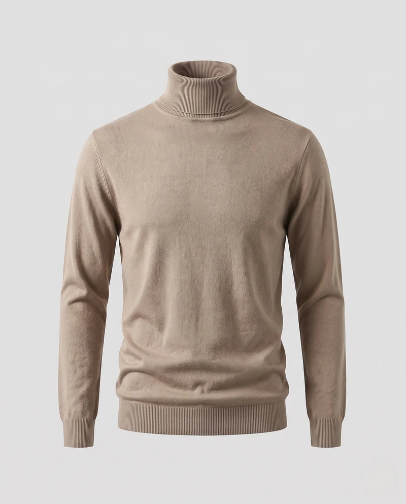 Herren Schlanker Rollkragenpullover aus ultrafeinem Feinstrick mit gerippten Bündchen Nord Taschen
