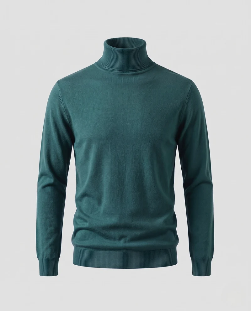 Herren Schlanker Rollkragenpullover aus ultrafeinem Feinstrick mit gerippten Bündchen Nord Taschen