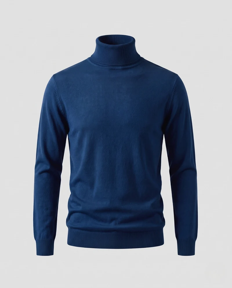Herren Schlanker Rollkragenpullover aus ultrafeinem Feinstrick mit gerippten Bündchen Nord Taschen