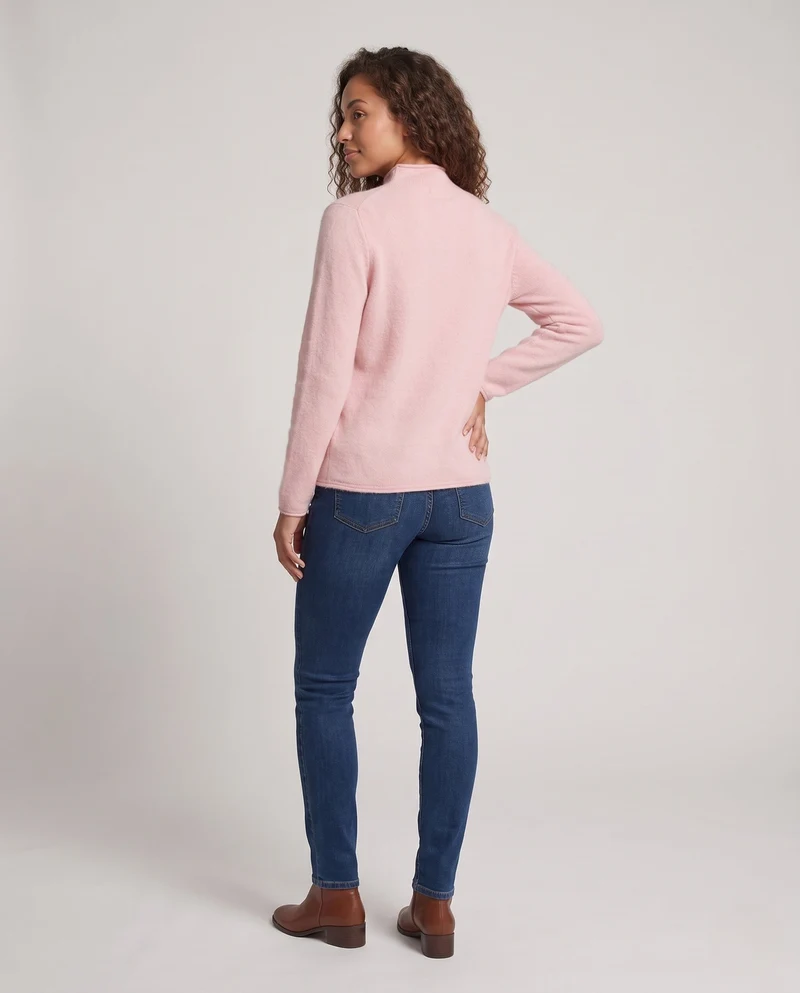 Damen Schmaler Mockneckpullover aus weichem Angora‑Mix mit feiner Rippenkante Nord Taschen