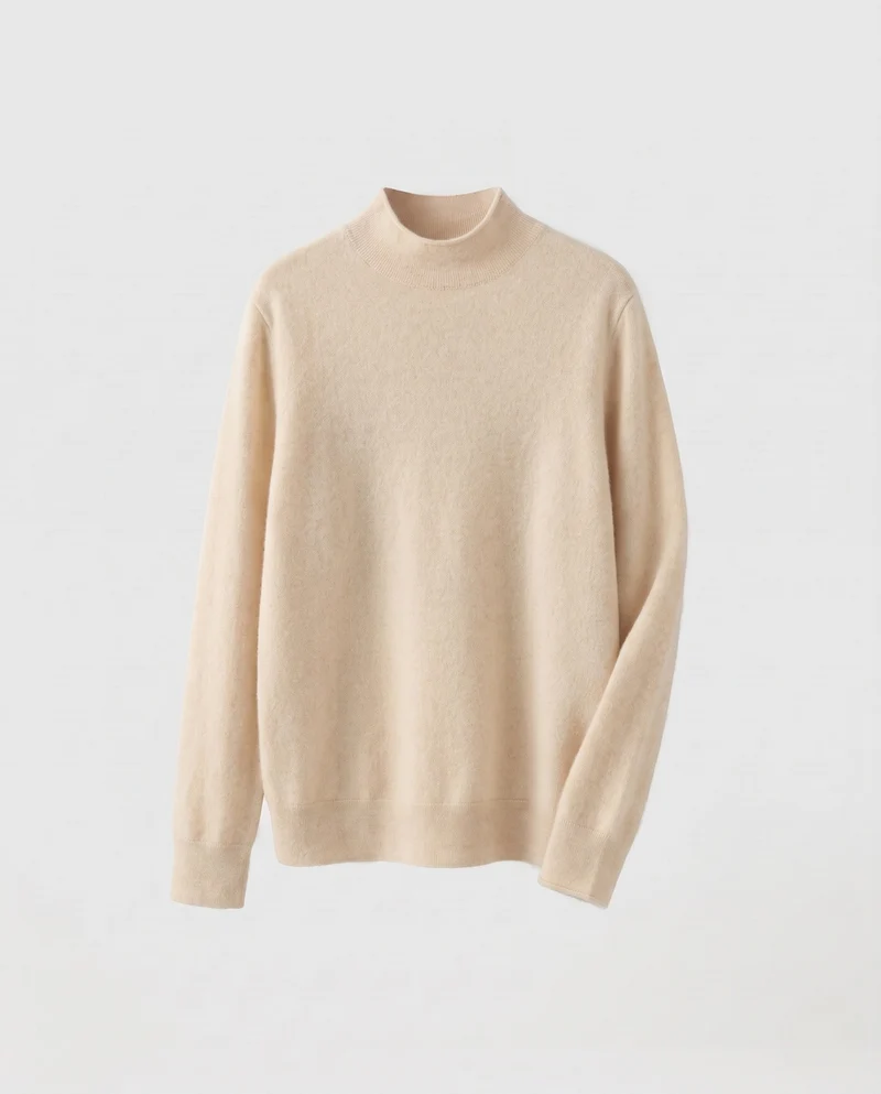 Damen Schmaler Mockneckpullover aus weichem Angora‑Mix mit feiner Rippenkante Nord Taschen