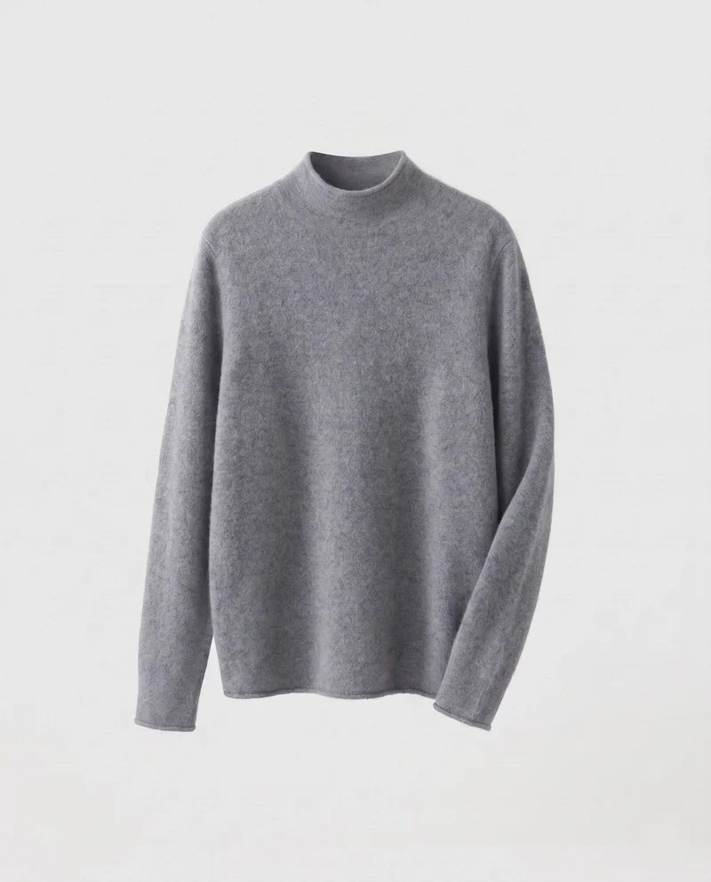 Damen Schmaler Mockneckpullover aus weichem Angora‑Mix mit feiner Rippenkante Nord Taschen
