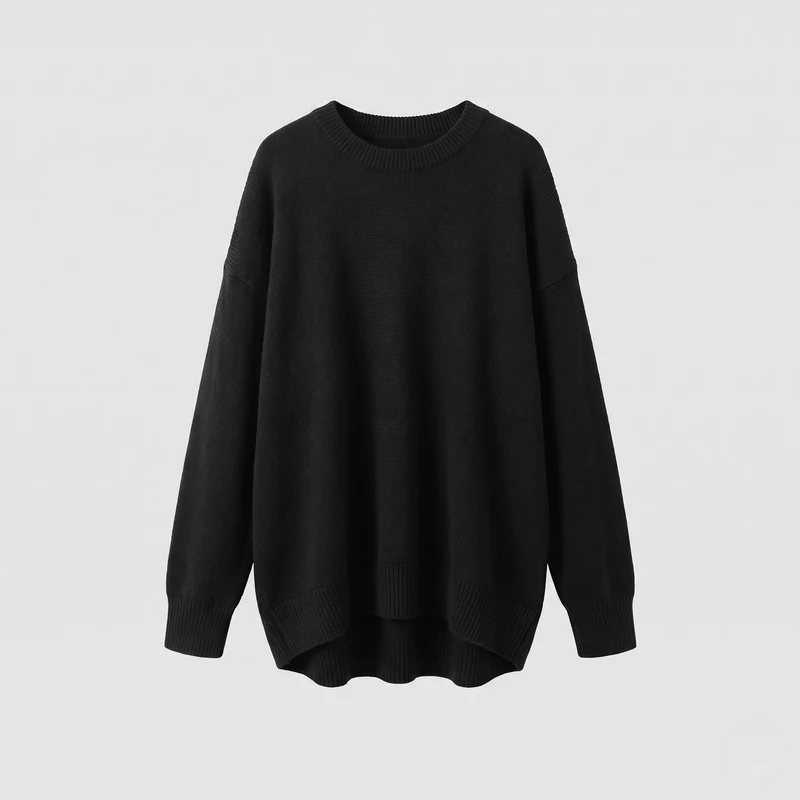 Damen Oversize Longpullover im Mohair‑Look mit Rundhals, überschnittener Schulter und seitlichem Schlitz Nord Taschen