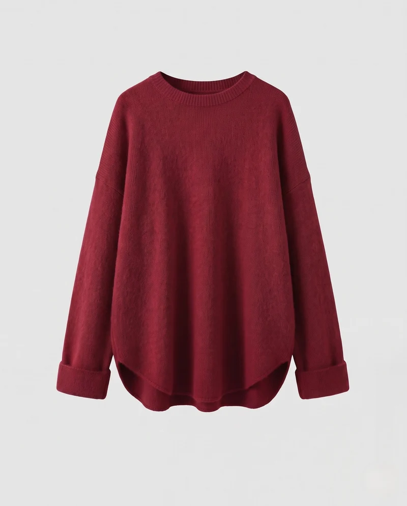 Damen Oversize Longpullover im Mohair‑Look mit Rundhals, überschnittener Schulter und seitlichem Schlitz Nord Taschen