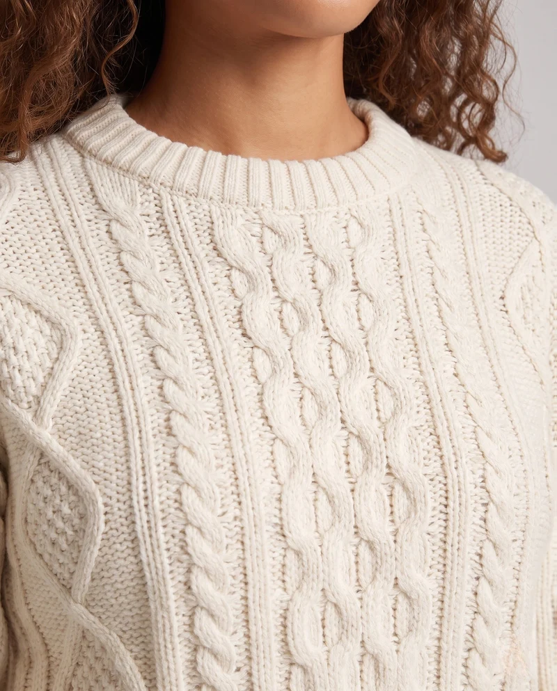 Damen Oversize Zopfstrickpullover im Aran‑Look mit Rundhals Nord Taschen