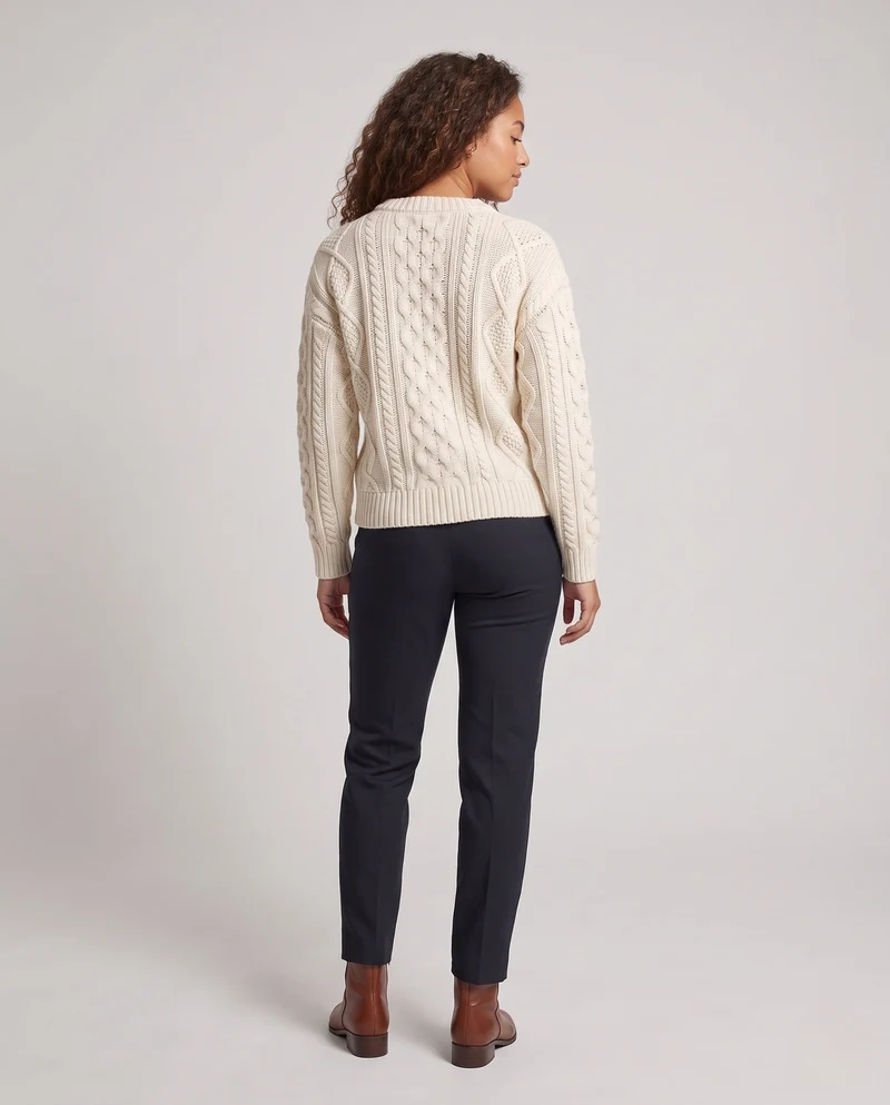 Damen Oversize Zopfstrickpullover im Aran‑Look mit Rundhals Nord Taschen