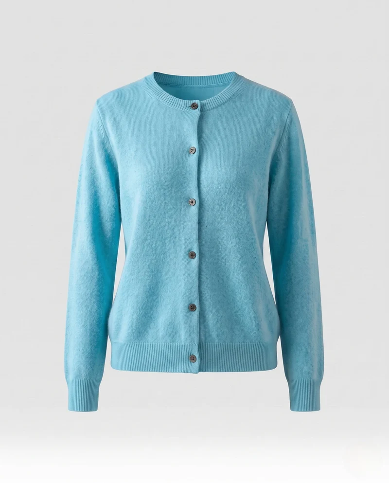 Damen Leichter kastiger Feinstrick-Cardigan mit Rundhalsausschnitt, kaschmirähnlicher Haptik und tonalen Knöpfen Nord Taschen