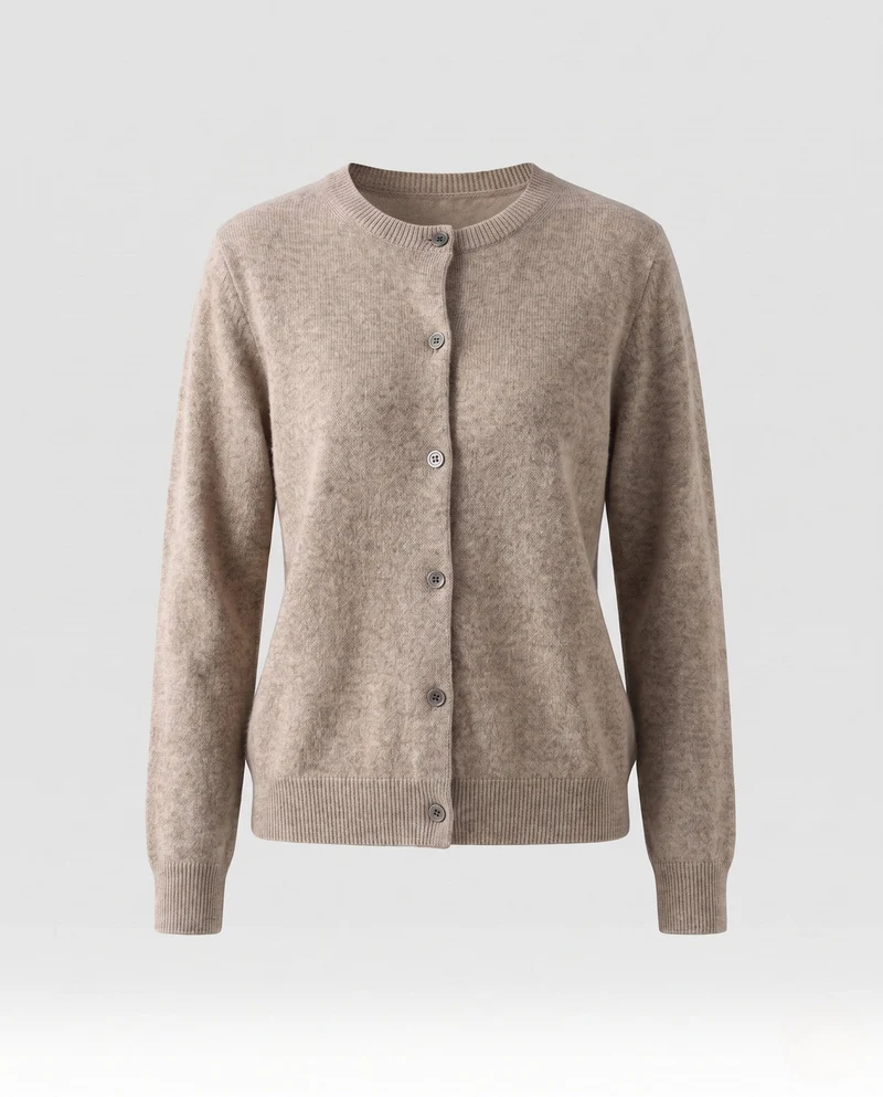 Damen Leichter kastiger Feinstrick-Cardigan mit Rundhalsausschnitt, kaschmirähnlicher Haptik und tonalen Knöpfen Nord Taschen