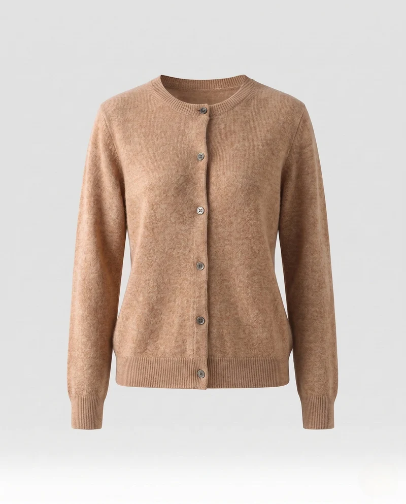 Damen Leichter kastiger Feinstrick-Cardigan mit Rundhalsausschnitt, kaschmirähnlicher Haptik und tonalen Knöpfen Nord Taschen