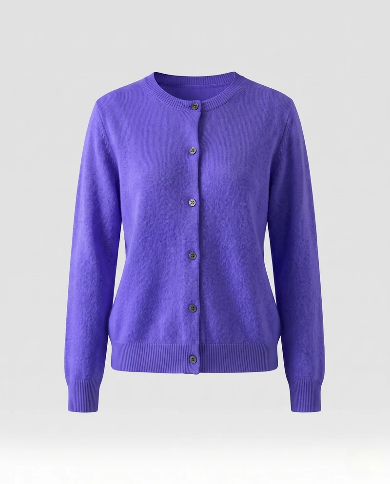 Damen Leichter kastiger Feinstrick-Cardigan mit Rundhalsausschnitt, kaschmirähnlicher Haptik und tonalen Knöpfen Nord Taschen