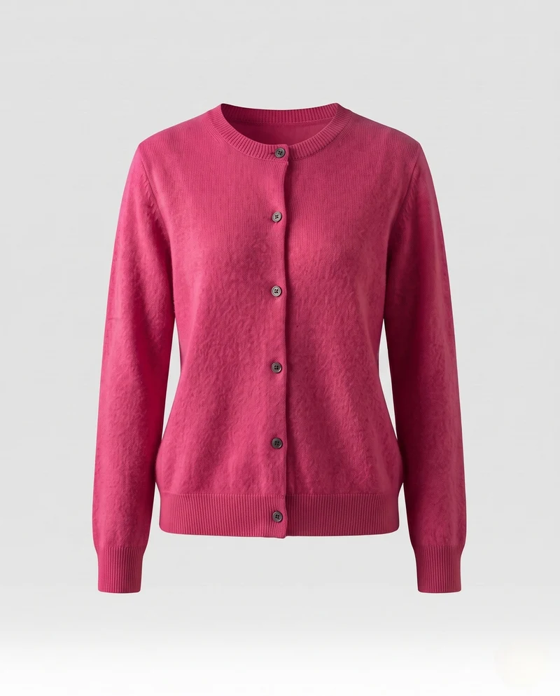Damen Leichter kastiger Feinstrick-Cardigan mit Rundhalsausschnitt, kaschmirähnlicher Haptik und tonalen Knöpfen Nord Taschen