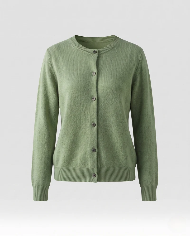 Damen Leichter kastiger Feinstrick-Cardigan mit Rundhalsausschnitt, kaschmirähnlicher Haptik und tonalen Knöpfen Nord Taschen