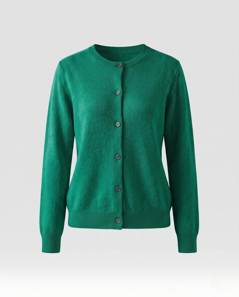 Damen Leichter kastiger Feinstrick-Cardigan mit Rundhalsausschnitt, kaschmirähnlicher Haptik und tonalen Knöpfen Nord Taschen