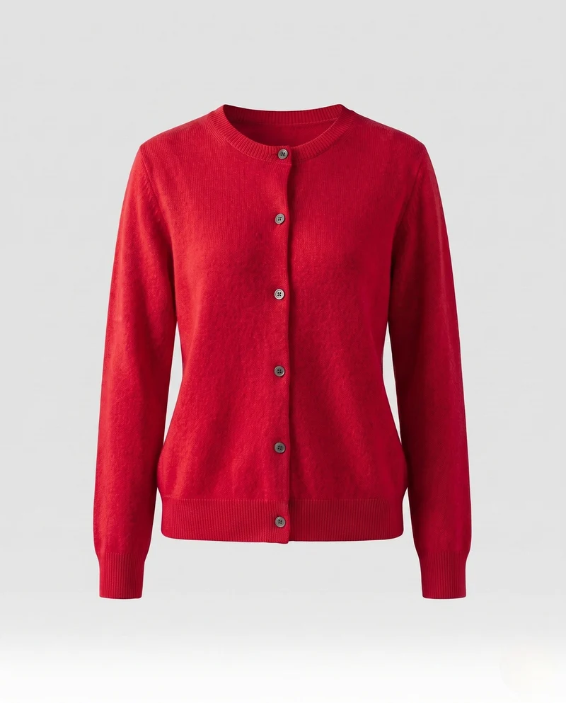 Damen Leichter kastiger Feinstrick-Cardigan mit Rundhalsausschnitt, kaschmirähnlicher Haptik und tonalen Knöpfen Nord Taschen
