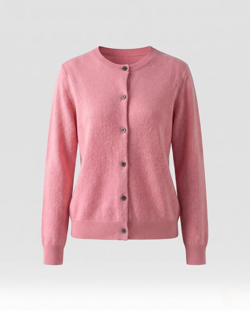 Damen Leichter kastiger Feinstrick-Cardigan mit Rundhalsausschnitt, kaschmirähnlicher Haptik und tonalen Knöpfen Nord Taschen