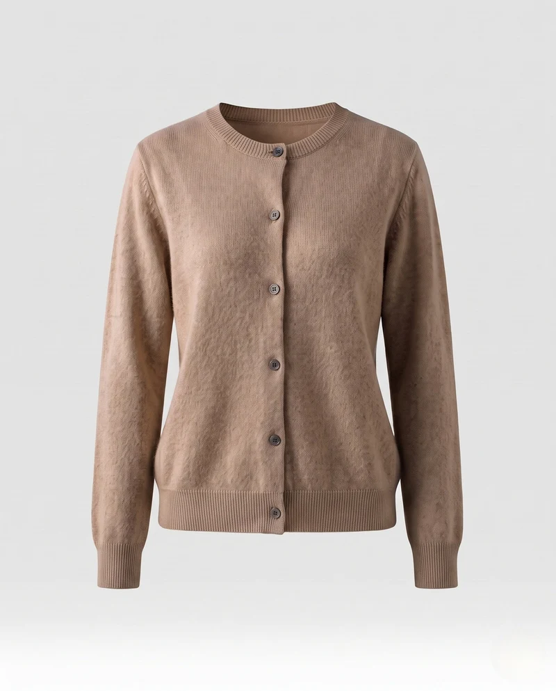 Damen Leichter kastiger Feinstrick-Cardigan mit Rundhalsausschnitt, kaschmirähnlicher Haptik und tonalen Knöpfen Nord Taschen
