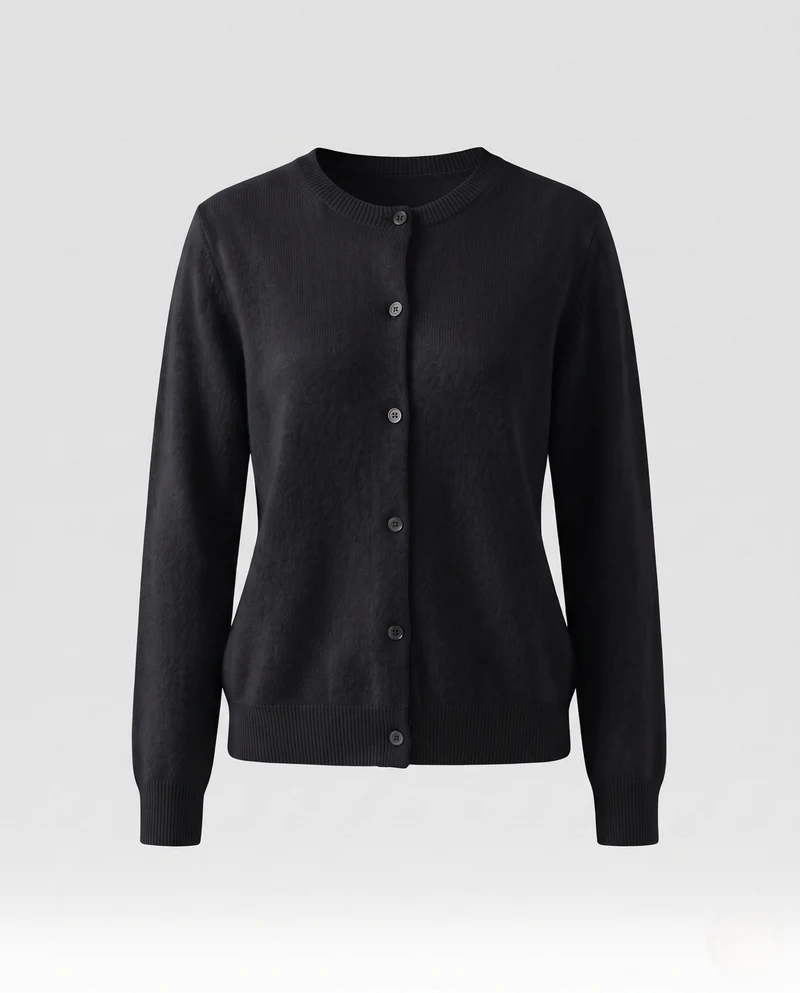 Damen Leichter kastiger Feinstrick-Cardigan mit Rundhalsausschnitt, kaschmirähnlicher Haptik und tonalen Knöpfen Nord Taschen