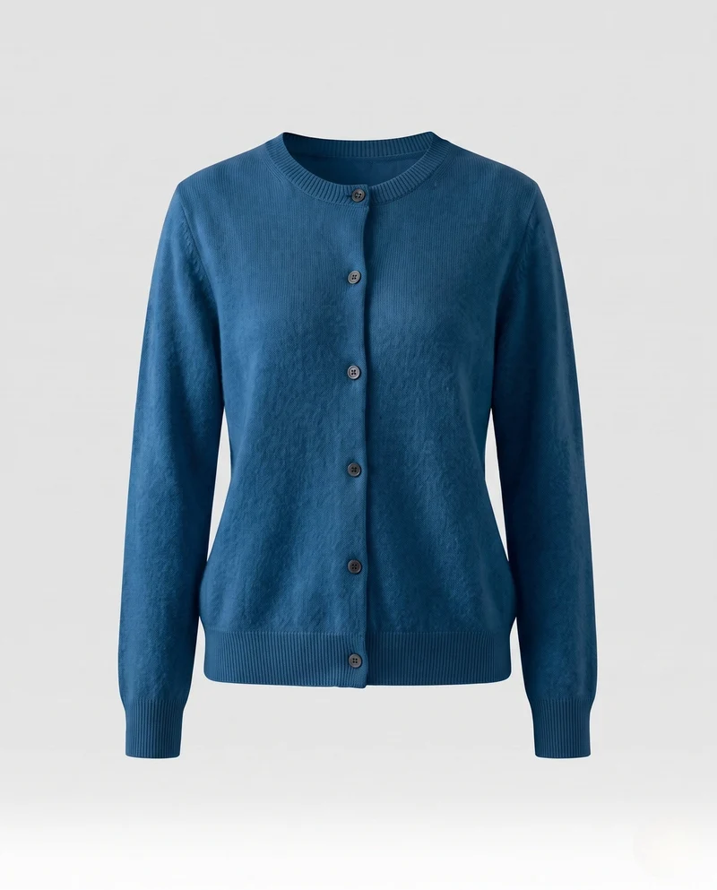 Damen Leichter kastiger Feinstrick-Cardigan mit Rundhalsausschnitt, kaschmirähnlicher Haptik und tonalen Knöpfen Nord Taschen