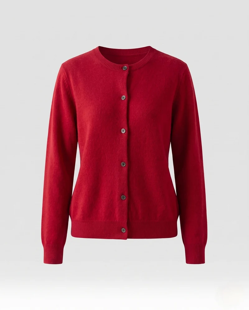 Damen Leichter kastiger Feinstrick-Cardigan mit Rundhalsausschnitt, kaschmirähnlicher Haptik und tonalen Knöpfen Nord Taschen