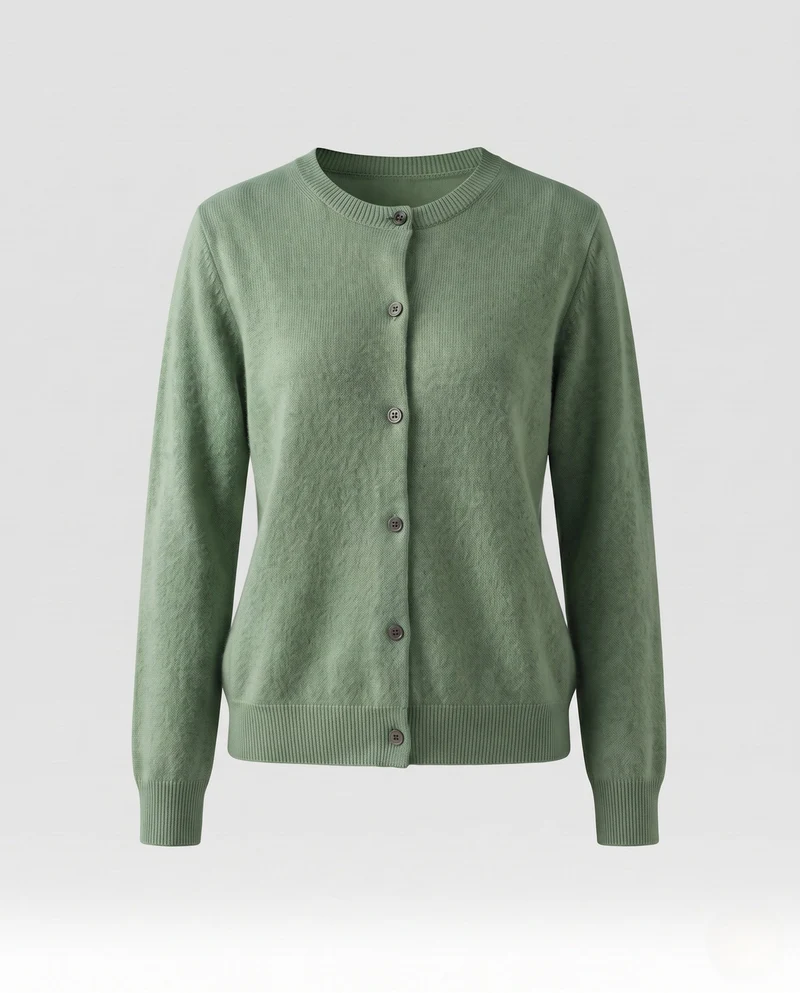 Damen Leichter kastiger Feinstrick-Cardigan mit Rundhalsausschnitt, kaschmirähnlicher Haptik und tonalen Knöpfen Nord Taschen