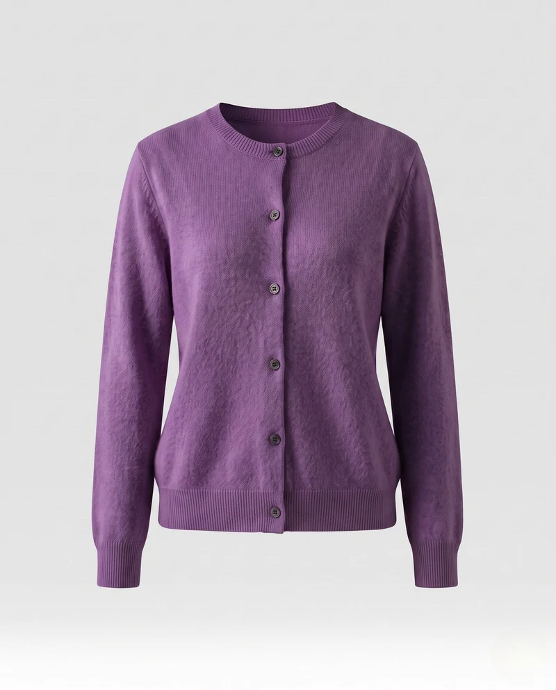 Damen Leichter kastiger Feinstrick-Cardigan mit Rundhalsausschnitt, kaschmirähnlicher Haptik und tonalen Knöpfen Nord Taschen