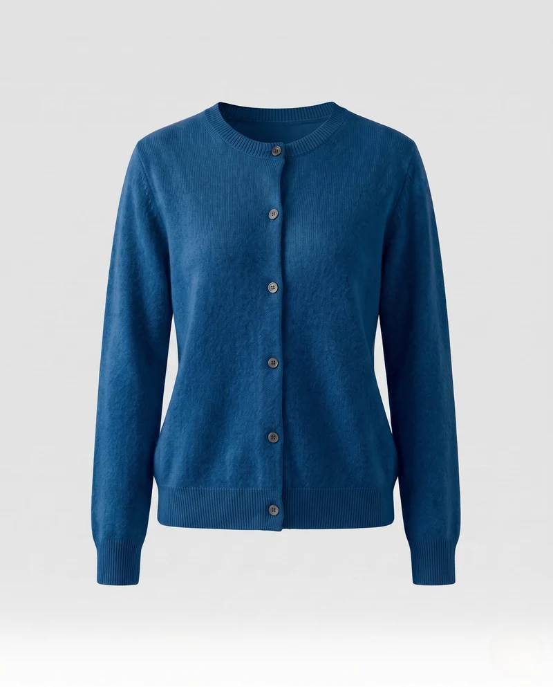Damen Leichter kastiger Feinstrick-Cardigan mit Rundhalsausschnitt, kaschmirähnlicher Haptik und tonalen Knöpfen Nord Taschen
