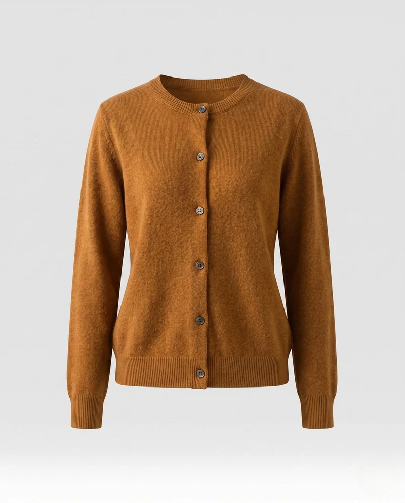 Damen Leichter kastiger Feinstrick-Cardigan mit Rundhalsausschnitt, kaschmirähnlicher Haptik und tonalen Knöpfen Nord Taschen