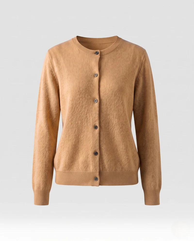 Damen Leichter kastiger Feinstrick-Cardigan mit Rundhalsausschnitt, kaschmirähnlicher Haptik und tonalen Knöpfen Nord Taschen