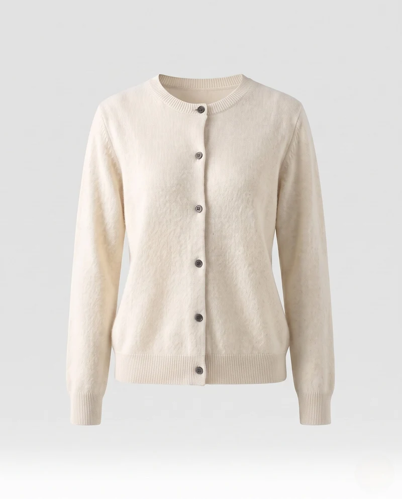 Damen Leichter kastiger Feinstrick-Cardigan mit Rundhalsausschnitt, kaschmirähnlicher Haptik und tonalen Knöpfen Nord Taschen